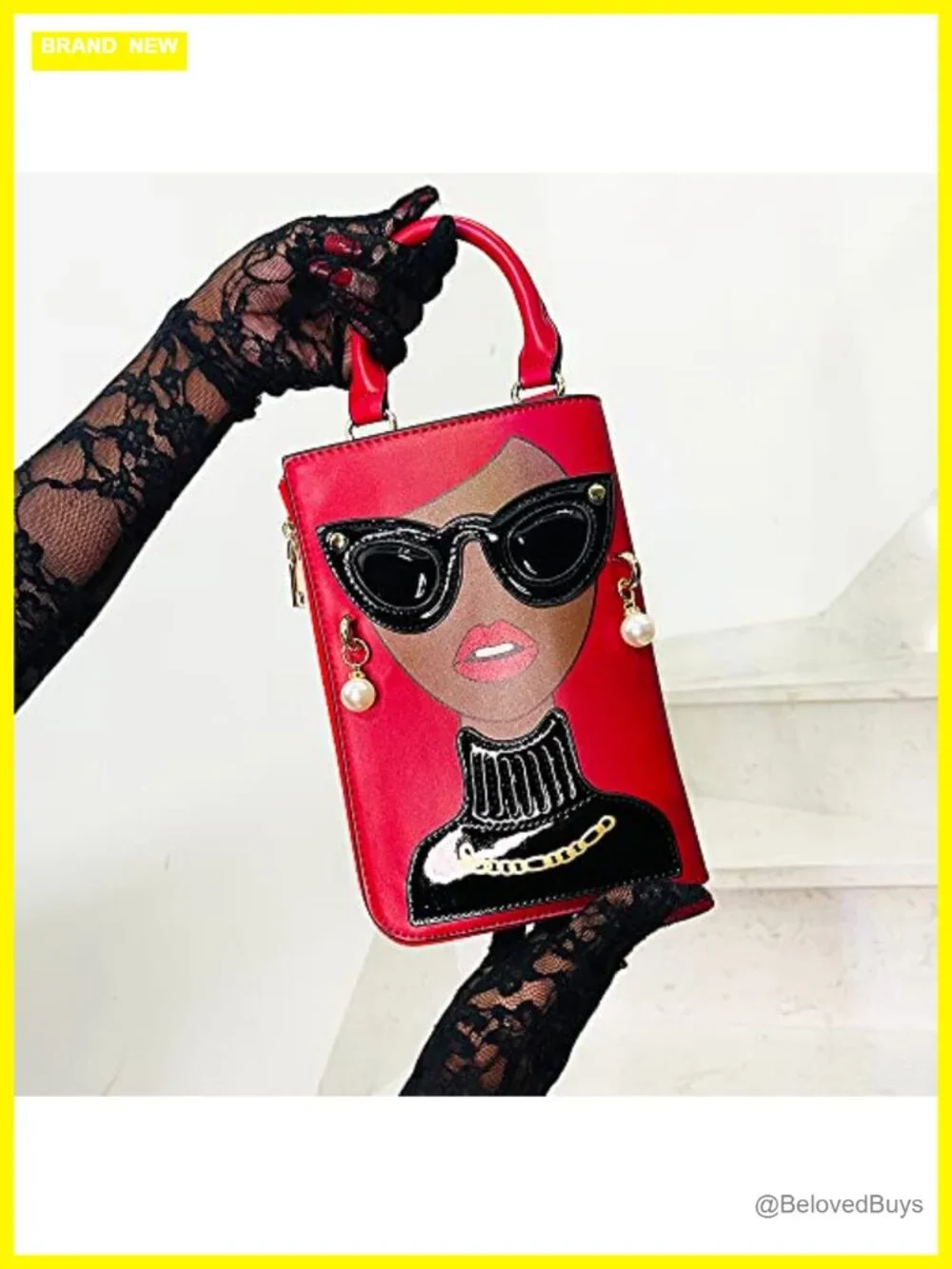 Women Novelty Lady Face Shoulder Bags Faux Leather Satchel Handbag Clutch Purse